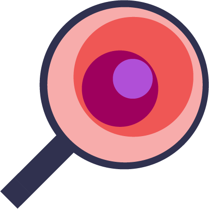 icon depicting a magnifying glass revealing overlapping circles